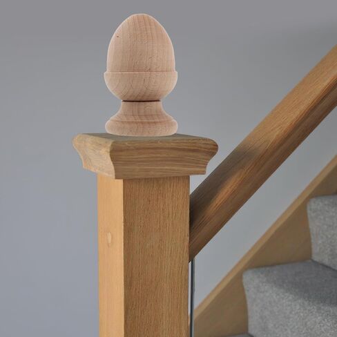 1Pc Wooden Finial Topper for Fence Bed Posts Finials Decorative Newel Post Cap for Curtain Rod End Cap Flagpole Topper DIY Craft for Home Staircases Furniture Mailboxes Deck 3.93x2.36Inch in Saudi Arabia