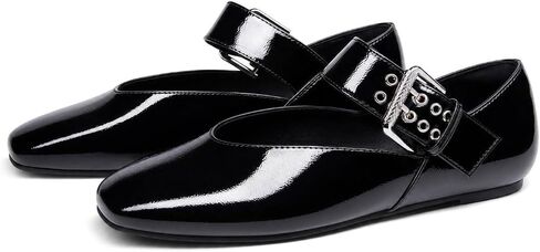 Coutgo Ballet Flats for Women Square Toe Adjustable Strap Mary Jane Shoes | Wide Buckle, Comfortable Dressy Ballerina Flats, Slip on, Work Office Business Casual in Kuwait
