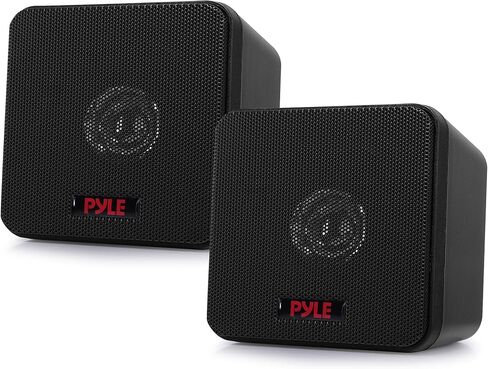 Pyle Home 4 "Mini Cube Whislflesh Speakers -Paper Cone Driver ، 200 واط قوة ، 8 أوم مقاومة ، ودرع فيديو ، وتطبيق مسرح منزلي ، ونظام الصوت المحيطي الصوتي -زوج واحد -PCB4BK (أسود) in Kuwait