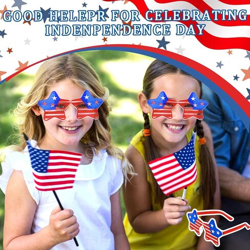 4th of July Star Glasses American Flag Glasses Patriotic Party Favors Gifts for 250th Anniversary Independence Day in Saudi Arabia