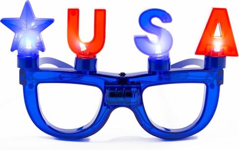 Light Up Star Glasses for Kids – LED Glowing Patriotic Novelty Toy Eyewear Party Favor Accessories for Dress Up, Birthdays & Events (Patriotic RWB, 4 Pack) in Saudi Arabia