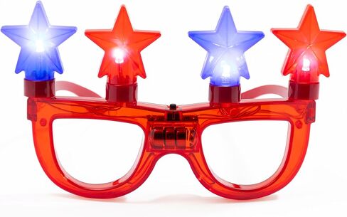 Light Up Star Glasses for Kids – LED Glowing Patriotic Novelty Toy Eyewear Party Favor Accessories for Dress Up, Birthdays & Events (Patriotic RWB, 4 Pack) in Saudi Arabia