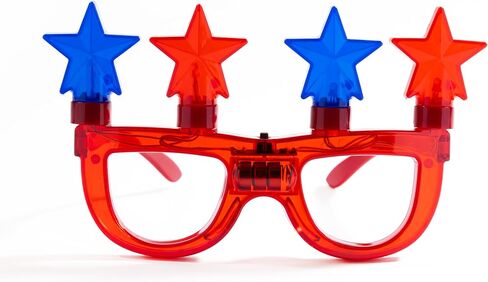 Light Up Star Glasses for Kids – LED Glowing Patriotic Novelty Toy Eyewear Party Favor Accessories for Dress Up, Birthdays & Events (Patriotic RWB, 4 Pack) in Saudi Arabia