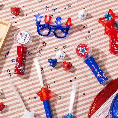 Light Up Star Glasses for Kids – LED Glowing Patriotic Novelty Toy Eyewear Party Favor Accessories for Dress Up, Birthdays & Events (Patriotic RWB, 4 Pack) in Saudi Arabia