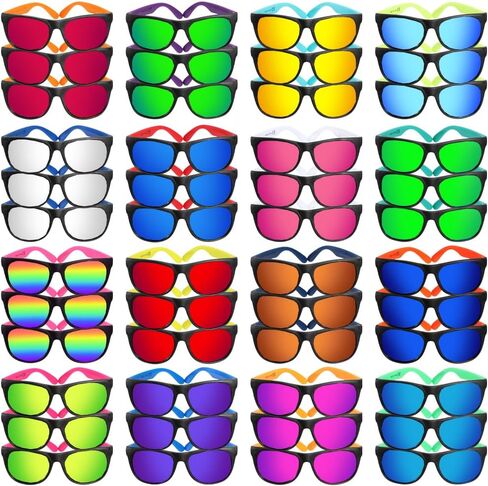 48 Pack Neon Party Sunglasses Bulk, 16 Colors 80's Style Sun Glasses Party Favors for Summer Pool Party Supplies, Carnival, Beach, Classroom Prize, Birthday, Goody Bag Stuffers for Kids Adults in Saudi Arabia