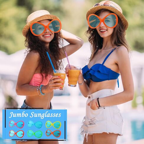 12 حزمة من النظارات الشمسية الكبيرة الحجم للحفلات للبالغين، نظارات شمسية بلاستيكية مضحكة دعائم عملاقة مبتكرة للمهرج المضحك للحفلات ومستلزمات المهرجانات، 6 ألوان in Kuwait
