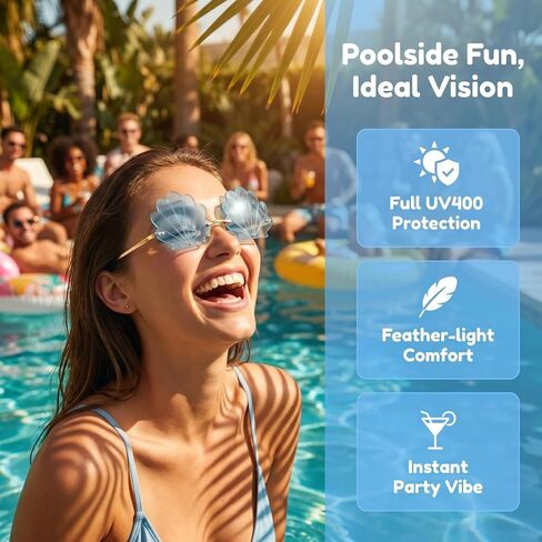 BESPORTBLE 3Pcs Rimless Seashell Sunglasses Funny Summer Beach Party Photo Booth Props Lightweight Novelty Eyewear for Outdoor Festival in Kuwait