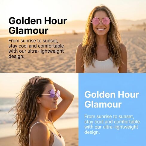 BESPORTBLE 3Pcs Rimless Seashell Sunglasses Funny Summer Beach Party Photo Booth Props Lightweight Novelty Eyewear for Outdoor Festival in Kuwait