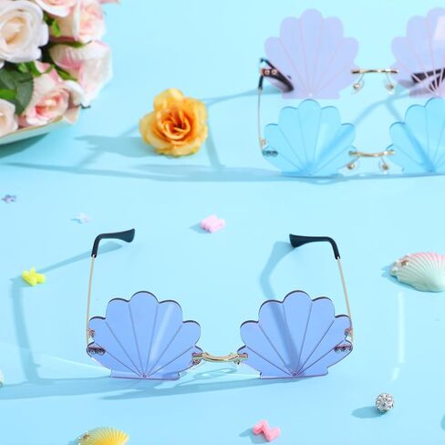 BESPORTBLE 3Pcs Rimless Seashell Sunglasses Funny Summer Beach Party Photo Booth Props Lightweight Novelty Eyewear for Outdoor Festival in Kuwait