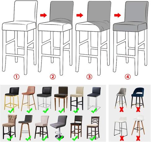 Lellen Bar Stool Covers Set of 2,Stretch Washable Barstool Seat Covers Removable Bar Chair Covers with Backs,Counter Height Bar Stool Chair Covers for Kitchen Dining Room Cafe in Saudi Arabia