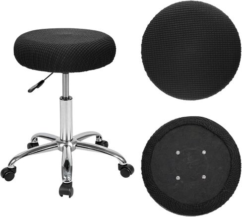 2 Pcs Bar Stool Covers, 100% Polyester Dark Gray Elastic Stool Covers Round, Fit for Dia 11-14 Inch Stool Cushion Round, Washable Dustproof Seat Cushion Slipcover for Bar Kitchen Living Room in Saudi Arabia
