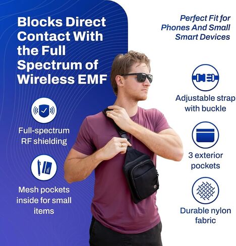 DefenderShield EMF & 5G Radiation Protection Crossbody Bag - Black in Kuwait