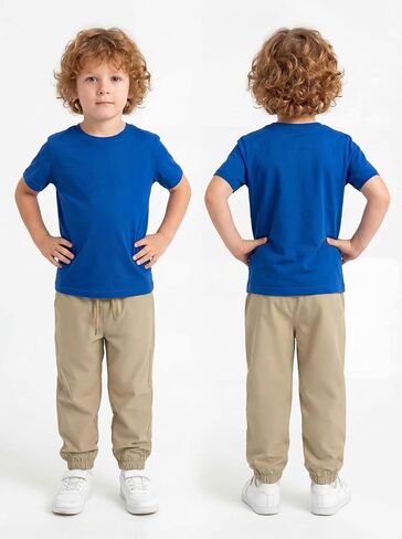 Cooraby 2 Pack Toddler Boys Quick Dry Pull on Jogger Pants Kids Athletic Sweatpants Elastic Waist Uniform Pants for Boys in Kuwait