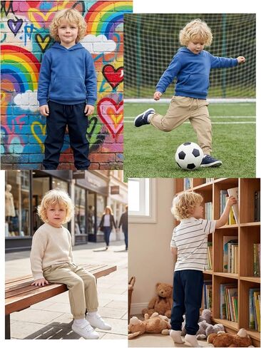 Cooraby 2 Pack Toddler Boys Quick Dry Pull on Jogger Pants Kids Athletic Sweatpants Elastic Waist Uniform Pants for Boys in Kuwait
