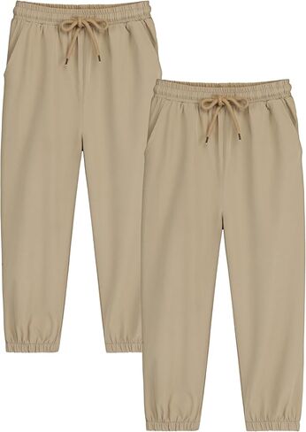Cooraby 2 Pack Toddler Boys Quick Dry Pull on Jogger Pants Kids Athletic Sweatpants Elastic Waist Uniform Pants for Boys in Kuwait