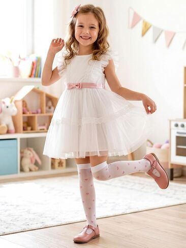 Fourluoo 3 Pairs Girls Knee High Socks Seamless over The Knee High Sock Heart Colorful Stockings for 4-12 Years Kids Daily Wear School Dating Dance in Kuwait
