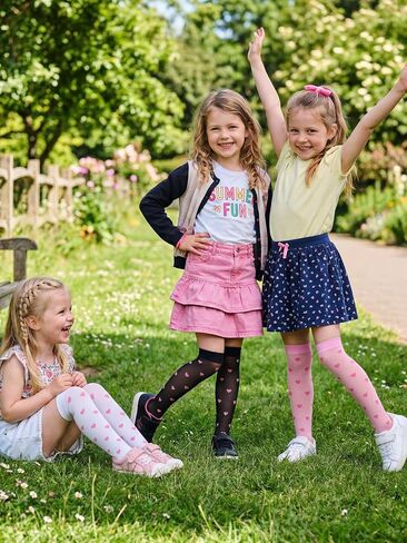 Fourluoo 3 Pairs Girls Knee High Socks Seamless over The Knee High Sock Heart Colorful Stockings for 4-12 Years Kids Daily Wear School Dating Dance in Kuwait