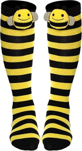 Toddler Kids Striped Knee High Bee Socks Cute Bee Yellow Striped Long Socks for Girls Boys in Saudi Arabia