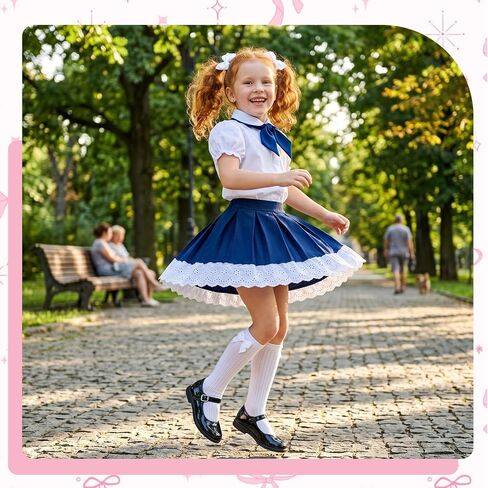 4 Pairs Girl's Bow Knee High Socks Girls School Dress Socks for 4 to 12 Years in Kuwait