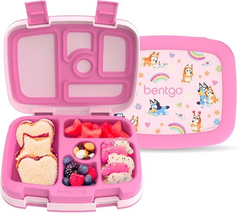 Bentgo + BLUEY Kids Prints Leak-Proof, 5-Compartment Bento-Style Kids Lunch Box - Ideal Portions for Ages 3-7, Durable, Drop-Proof, Dishwasher Safe, & PFAS & BPA-Free Materials (Hearts & Crafts) in Kuwait