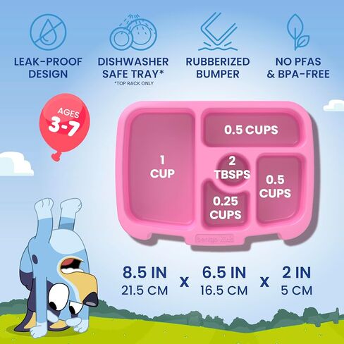 Bentgo + BLUEY Kids Prints Leak-Proof, 5-Compartment Bento-Style Kids Lunch Box - Ideal Portions for Ages 3-7, Durable, Drop-Proof, Dishwasher Safe, & PFAS & BPA-Free Materials (Hearts & Crafts) in Kuwait