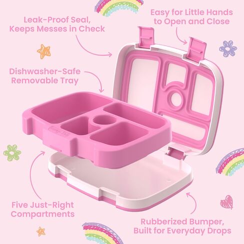 Bentgo + BLUEY Kids Prints Leak-Proof, 5-Compartment Bento-Style Kids Lunch Box - Ideal Portions for Ages 3-7, Durable, Drop-Proof, Dishwasher Safe, & PFAS & BPA-Free Materials (Hearts & Crafts) in Kuwait