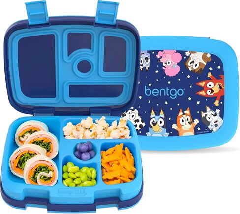 Bentgo + BLUEY Kids Prints Leak-Proof, 5-Compartment Bento-Style Kids Lunch Box - Ideal Portions for Ages 3-7, Durable, Drop-Proof, Dishwasher Safe, & PFAS & BPA-Free Materials (Hearts & Crafts) in Kuwait
