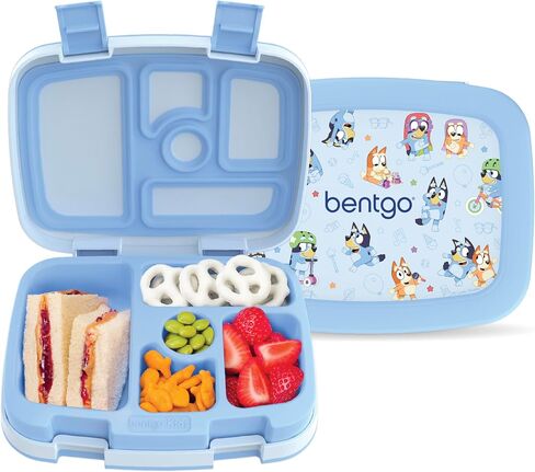 Bentgo + BLUEY Kids Prints Leak-Proof, 5-Compartment Bento-Style Kids Lunch Box - Ideal Portions for Ages 3-7, Durable, Drop-Proof, Dishwasher Safe, & PFAS & BPA-Free Materials (Hearts & Crafts) in Kuwait