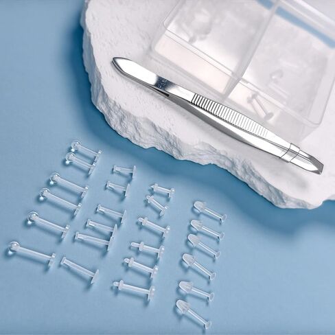 Clear Earrings Plastic Earrings for Sports Work School Surgery MRI Mix Set Plastic Clear Piercing Retainer Piercing Jewelry Clear Cartilage Helix Tragus Conch Daith Ear Lobe Eyebrow Septum Nose Lip Labret Monroe Medusa Piercing Retainer 16G 6mm 8mm 10mm B in Saudi Arabia
