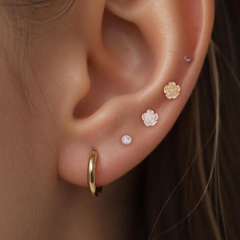 4Pcs 16G Plastic Earrings for Surgery Work, Clear Nose Rings Bioflex Plastic Piercing Retainer, Tragus Daith Lobe Helix Rook Piercing Jewelry Cartilage Clear Earrings for Women Flat Back Studs Lip Rings 8mm in Kuwait