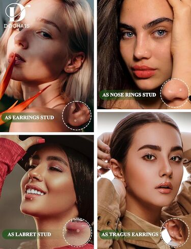 Dochais 16G 18G Clear Earrings Studs Lip Bars Retainer Flexible Acrylic Piercing Retainers Clear Cartilage Helix Stud Earring Labret Tragus Retainers Piercing Jewellery 16Pcs 6mm 8mm 10mm 12mm in Saudi Arabia
