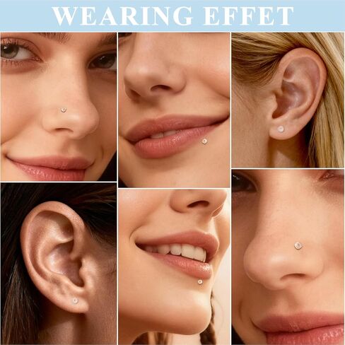 10Pcs 18G Clear Nose Studs Set for Surgery Work Sports - L Shape Bioflex Plastic Nose Earring Lip Retainers for Women and Men - Hypoallergenic Flat Top 2mm Piercing Jewelry in Kuwait