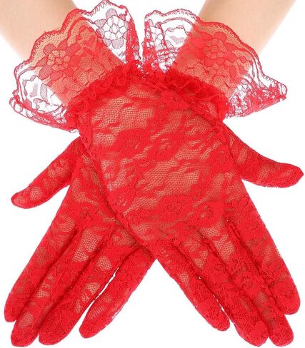 YouNuo Lace Gloves for Women, Wedding Bridal Tea Party Gloves, Floral Opera Glove for Evening Prom 1920s Halloween Costume in Saudi Arabia