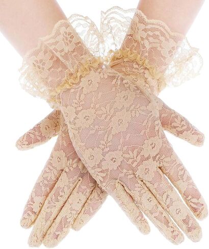 YouNuo Lace Gloves for Women, Wedding Bridal Tea Party Gloves, Floral Opera Glove for Evening Prom 1920s Halloween Costume in Saudi Arabia