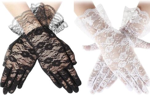 YouNuo Lace Gloves for Women, Wedding Bridal Tea Party Gloves, Floral Opera Glove for Evening Prom 1920s Halloween Costume in Saudi Arabia