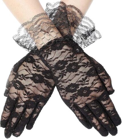 YouNuo Lace Gloves for Women, Wedding Bridal Tea Party Gloves, Floral Opera Glove for Evening Prom 1920s Halloween Costume in Saudi Arabia