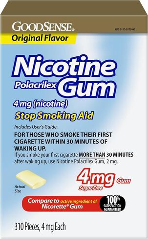 GoodSense Uncoated Nicotine Polacrilex Gum, 4 mg (Nicotine), Stop Smoking Aid, Original Flavor, 310 Count in Kuwait