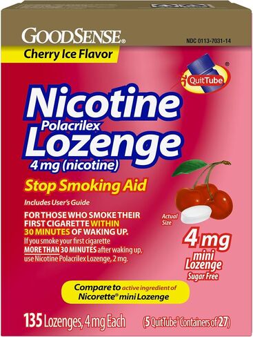 Mini Nicotine Polacrilex Lozenge, 4 mg (Nicotine), Stop Smoking Aid, Cherry Ice Flavor; Quit Smoking with Cherry Ice Nicotine Lozenge in Kuwait