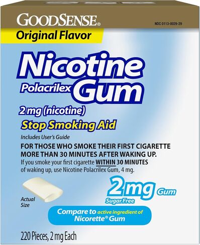 GoodSense Uncoated Nicotine Polacrilex Gum 2 mg, Original Flavor, Stop Smoking Aid in Kuwait