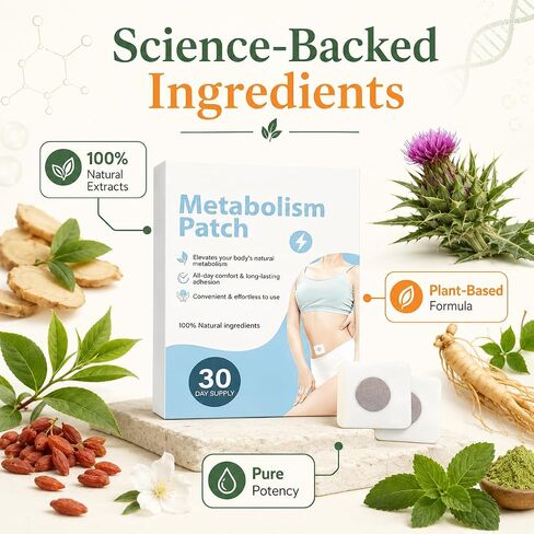 Metabolism Support Patches, Natural Ingredients, with Paeonia Lactiflora Root and Ginger and Cinnamon Bark Oil, Body Patches for Women,30 Count in Saudi Arabia