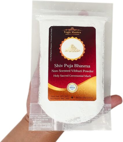 Yogic Mantra Shiva Vibhuti Bhasma Holy Ash Powder (Uncented 100g / 3.5oz Vibhooti Bhasma) Thiruneeru Forehead Ceremonial Mark, Shiv Tripundra Tikka for Home Puja & Havan Yagya Pooja Samagri in Saudi Arabia