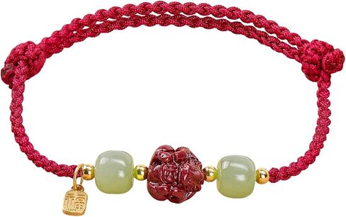 Horse Red String Bracelet with Good Luck Hetian Jade, Adjustable Zodiac Cinnabar Bracelets Horse Charm Amulet for Blessings and Good Luck New Year Jewelry Gift for Women in Saudi Arabia