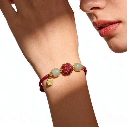 Horse Red String Bracelet with Good Luck Hetian Jade, Adjustable Zodiac Cinnabar Bracelets Horse Charm Amulet for Blessings and Good Luck New Year Jewelry Gift for Women in Saudi Arabia