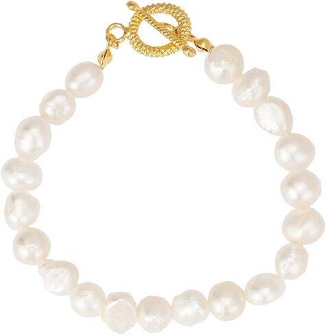 Sylph Pearl Bracelets for Small Wrists, Freshwater Pearl Bracelet, Baroque White Beaded Adjustable Stretch Bracelets, Beach Wedding Jewelry Birthday Gifts for Women Bride in Saudi Arabia