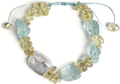 Handmade Natural Crystal Baroque Pearl Bracelet, Irregular Crystal Beaded Adjustable Wristband, Zodiac Healing Energy Jewelry for Women, Spiritual Gift for Birthday in Kuwait