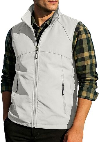 Rucking Vest For Men Zip Up Stand Collar Sleeveless Jacket Casual Hiking Running Lightweight Outerwear Vest With Pockets in Kuwait