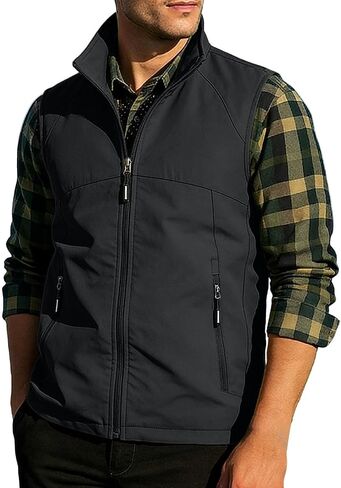 Rucking Vest For Men Zip Up Stand Collar Sleeveless Jacket Casual Hiking Running Lightweight Outerwear Vest With Pockets in Kuwait