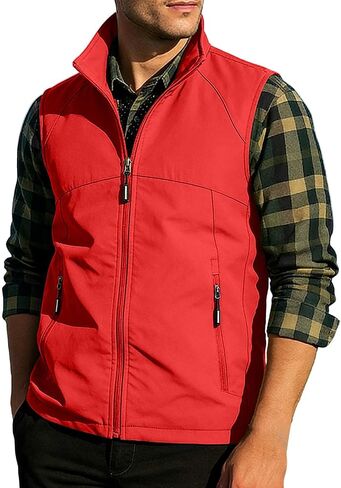Rucking Vest For Men Zip Up Stand Collar Sleeveless Jacket Casual Hiking Running Lightweight Outerwear Vest With Pockets in Kuwait