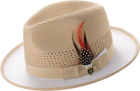 MONTIQUE Two-Tone Ventilated Fedora Hat | Stylish & Elegant Breathable Design Fedora Hats for Modern Touch | H-94 in Saudi Arabia
