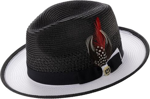 MONTIQUE Two-Tone Ventilated Fedora Hat | Stylish & Elegant Breathable Design Fedora Hats for Modern Touch | H-94 in Saudi Arabia